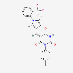 molecular formula C25H20F3N3O3 B5198316 5-({2,5-dimethyl-1-[2-(trifluoromethyl)phenyl]-1H-pyrrol-3-yl}methylene)-1-(4-methylphenyl)-2,4,6(1H,3H,5H)-pyrimidinetrione 
