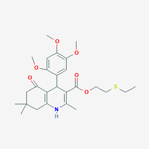 molecular formula C26H35NO6S B5198317 2-(ethylthio)ethyl 2,7,7-trimethyl-5-oxo-4-(2,4,5-trimethoxyphenyl)-1,4,5,6,7,8-hexahydro-3-quinolinecarboxylate 