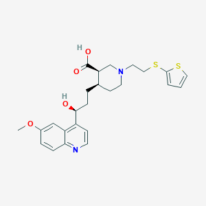 molecular formula C25H30N2O4S2 B519832 (3R,4R)-4-[(3S)-3-hydroxy-3-(6-methoxyquinolin-4-yl)propyl]-1-(2-thiophen-2-ylsulfanylethyl)piperidine-3-carboxylic acid 