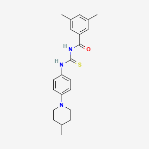 molecular formula C22H27N3OS B5198344 3,5-dimethyl-N-({[4-(4-methyl-1-piperidinyl)phenyl]amino}carbonothioyl)benzamide CAS No. 4551-38-6