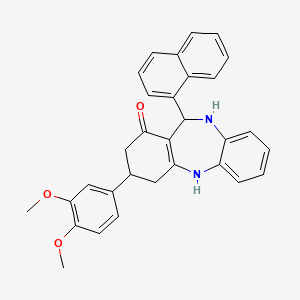 molecular formula C31H28N2O3 B5198414 3-(3,4-dimethoxyphenyl)-11-(1-naphthyl)-2,3,4,5,10,11-hexahydro-1H-dibenzo[b,e][1,4]diazepin-1-one 