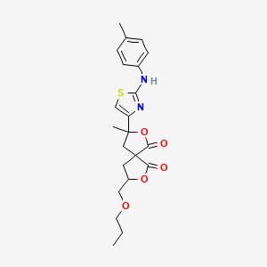 molecular formula C22H26N2O5S B5198494 3-methyl-3-{2-[(4-methylphenyl)amino]-1,3-thiazol-4-yl}-8-(propoxymethyl)-2,7-dioxaspiro[4.4]nonane-1,6-dione 