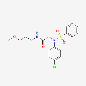 molecular formula C18H21ClN2O4S B5198501 N~2~-(4-chlorophenyl)-N~1~-(3-methoxypropyl)-N~2~-(phenylsulfonyl)glycinamide 