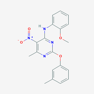 molecular formula C19H18N4O4 B5198514 N-(2-methoxyphenyl)-6-methyl-2-(3-methylphenoxy)-5-nitro-4-pyrimidinamine 
