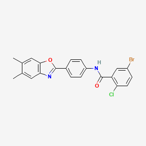 5-bromo-2-chloro-N-[4-(5,6-dimethyl-1,3-benzoxazol-2-yl)phenyl]benzamide