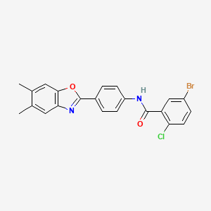 molecular formula C22H16BrClN2O2 B5198519 5-bromo-2-chloro-N-[4-(5,6-dimethyl-1,3-benzoxazol-2-yl)phenyl]benzamide 