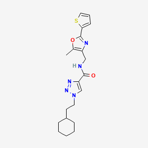 molecular formula C20H25N5O2S B5198580 1-(2-cyclohexylethyl)-N-{[5-methyl-2-(2-thienyl)-1,3-oxazol-4-yl]methyl}-1H-1,2,3-triazole-4-carboxamide 
