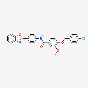 molecular formula C28H21ClN2O4 B5198600 N-[4-(1,3-benzoxazol-2-yl)phenyl]-4-[(4-chlorobenzyl)oxy]-3-methoxybenzamide 