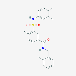molecular formula C24H26N2O3S B5198651 3-{[(3,4-dimethylphenyl)amino]sulfonyl}-4-methyl-N-(2-methylbenzyl)benzamide 