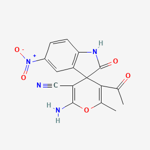 5'-acetyl-2'-amino-6'-methyl-5-nitro-2-oxo-1,2-dihydrospiro[indole-3,4'-pyran]-3'-carbonitrile