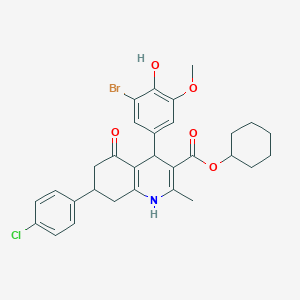 cyclohexyl 4-(3-bromo-4-hydroxy-5-methoxyphenyl)-7-(4-chlorophenyl)-2-methyl-5-oxo-1,4,5,6,7,8-hexahydro-3-quinolinecarboxylate