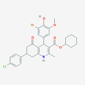 Cyclohexyl 4-(3-bromo-4-hydroxy-5-methoxyphenyl)-7-(4-chlorophenyl)-2-methyl-5-oxo-1,4,5,6,7,8-hexahydroquinoline-3-carboxylate