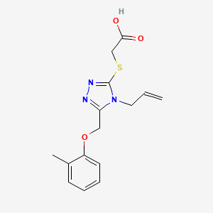 molecular formula C15H17N3O3S B5198758 ({4-allyl-5-[(2-methylphenoxy)methyl]-4H-1,2,4-triazol-3-yl}thio)acetic acid 