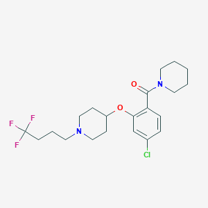 molecular formula C21H28ClF3N2O2 B5198763 4-[5-chloro-2-(1-piperidinylcarbonyl)phenoxy]-1-(4,4,4-trifluorobutyl)piperidine 