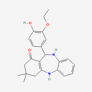 molecular formula C23H26N2O3 B5198769 11-(3-ethoxy-4-hydroxyphenyl)-3,3-dimethyl-2,3,4,5,10,11-hexahydro-1H-dibenzo[b,e][1,4]diazepin-1-one 