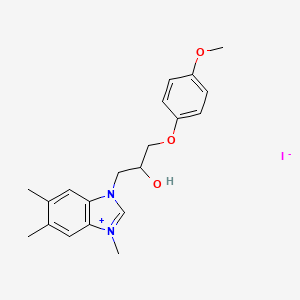 3-[2-hydroxy-3-(4-methoxyphenoxy)propyl]-1,5,6-trimethyl-1H-benzimidazol-3-ium iodide