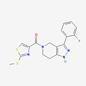 [3-(2-Fluorophenyl)-1,4,6,7-tetrahydropyrazolo[4,3-c]pyridin-5-yl]-(2-methylsulfanyl-1,3-thiazol-4-yl)methanone