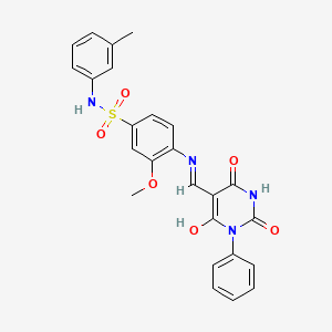 3-methoxy-N-(3-methylphenyl)-4-{[(2,4,6-trioxo-1-phenyltetrahydro-5(2H)-pyrimidinylidene)methyl]amino}benzenesulfonamide