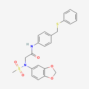 molecular formula C23H22N2O5S2 B5198824 N~2~-1,3-benzodioxol-5-yl-N~2~-(methylsulfonyl)-N~1~-{4-[(phenylthio)methyl]phenyl}glycinamide 