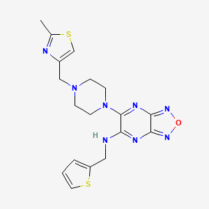 molecular formula C18H20N8OS2 B5198861 6-{4-[(2-methyl-1,3-thiazol-4-yl)methyl]-1-piperazinyl}-N-(2-thienylmethyl)[1,2,5]oxadiazolo[3,4-b]pyrazin-5-amine 