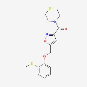 molecular formula C16H18N2O3S2 B5198879 4-[(5-{[2-(methylthio)phenoxy]methyl}-3-isoxazolyl)carbonyl]thiomorpholine 