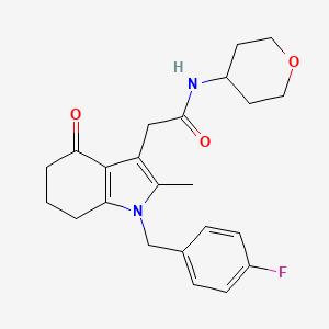 molecular formula C23H27FN2O3 B5198996 2-[1-(4-fluorobenzyl)-2-methyl-4-oxo-4,5,6,7-tetrahydro-1H-indol-3-yl]-N-(tetrahydro-2H-pyran-4-yl)acetamide 