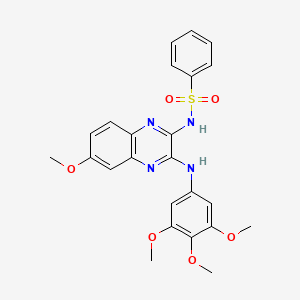 molecular formula C24H24N4O6S B5199020 N-{6-methoxy-3-[(3,4,5-trimethoxyphenyl)amino]-2-quinoxalinyl}benzenesulfonamide 