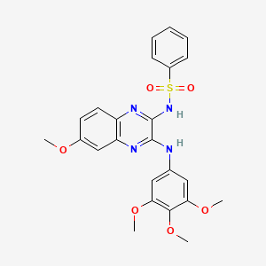 molecular formula C24H24N4O6S B5199020 N-{6-Methoxy-3-[(3,4,5-trimethoxyphenyl)amino]quinoxalin-2-yl}benzenesulfonamide 