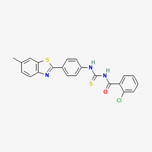 2-chloro-N-({[4-(6-methyl-1,3-benzothiazol-2-yl)phenyl]amino}carbonothioyl)benzamide