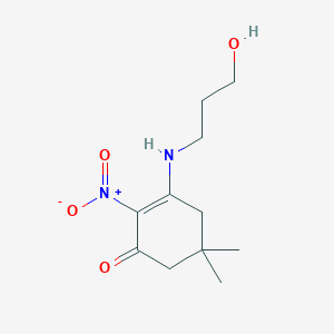 molecular formula C11H18N2O4 B5199106 3-[(3-hydroxypropyl)amino]-5,5-dimethyl-2-nitro-2-cyclohexen-1-one 