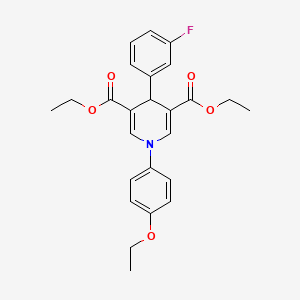 molecular formula C25H26FNO5 B5199140 diethyl 1-(4-ethoxyphenyl)-4-(3-fluorophenyl)-1,4-dihydro-3,5-pyridinedicarboxylate 