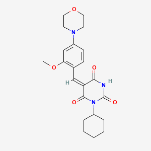 molecular formula C22H27N3O5 B5199232 1-cyclohexyl-5-[2-methoxy-4-(4-morpholinyl)benzylidene]-2,4,6(1H,3H,5H)-pyrimidinetrione 