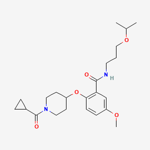 molecular formula C23H34N2O5 B5199300 2-{[1-(cyclopropylcarbonyl)-4-piperidinyl]oxy}-N-(3-isopropoxypropyl)-5-methoxybenzamide 