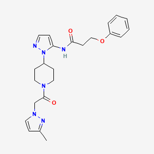 molecular formula C23H28N6O3 B5199302 N-(1-{1-[(3-methyl-1H-pyrazol-1-yl)acetyl]-4-piperidinyl}-1H-pyrazol-5-yl)-3-phenoxypropanamide 