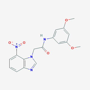 molecular formula C17H16N4O5 B519931 N-(3,5-dimethoxyphenyl)-2-(7-nitrobenzimidazol-1-yl)acetamide 