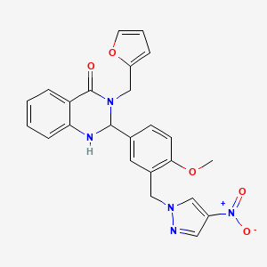 molecular formula C24H21N5O5 B5199360 3-(2-furylmethyl)-2-{4-methoxy-3-[(4-nitro-1H-pyrazol-1-yl)methyl]phenyl}-2,3-dihydro-4(1H)-quinazolinone 
