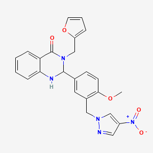 molecular formula C24H21N5O5 B5199360 3-(furan-2-ylmethyl)-2-{4-methoxy-3-[(4-nitro-1H-pyrazol-1-yl)methyl]phenyl}-2,3-dihydroquinazolin-4(1H)-one 