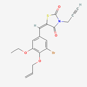 molecular formula C18H16BrNO4S B5199403 5-[4-(allyloxy)-3-bromo-5-ethoxybenzylidene]-3-(2-propyn-1-yl)-1,3-thiazolidine-2,4-dione 