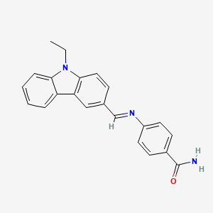 molecular formula C22H19N3O B5199411 4-{[(9-ethyl-9H-carbazol-3-yl)methylene]amino}benzamide 