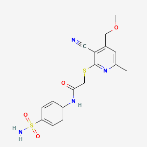 molecular formula C17H18N4O4S2 B5199412 N-[4-(aminosulfonyl)phenyl]-2-{[3-cyano-4-(methoxymethyl)-6-methyl-2-pyridinyl]thio}acetamide 