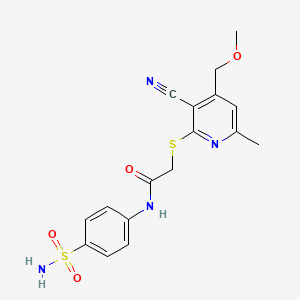 molecular formula C17H18N4O4S2 B5199412 2-{[3-cyano-4-(methoxymethyl)-6-methylpyridin-2-yl]sulfanyl}-N-(4-sulfamoylphenyl)acetamide 