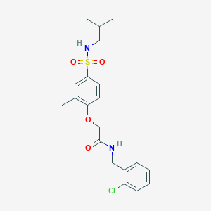 molecular formula C20H25ClN2O4S B5199456 N-(2-chlorobenzyl)-2-{4-[(isobutylamino)sulfonyl]-2-methylphenoxy}acetamide 