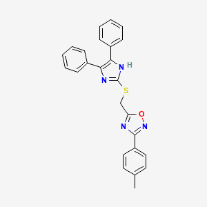 molecular formula C25H20N4OS B5199477 5-{[(4,5-diphenyl-1H-imidazol-2-yl)sulfanyl]methyl}-3-(4-methylphenyl)-1,2,4-oxadiazole 