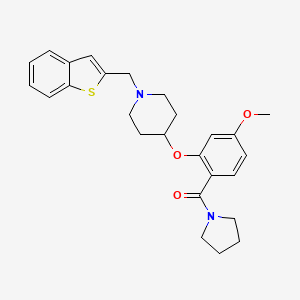 molecular formula C26H30N2O3S B5199519 1-(1-benzothien-2-ylmethyl)-4-[5-methoxy-2-(1-pyrrolidinylcarbonyl)phenoxy]piperidine 