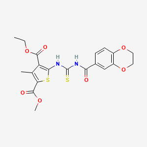 molecular formula C20H20N2O7S2 B5199656 4-ethyl 2-methyl 5-({[(2,3-dihydro-1,4-benzodioxin-6-ylcarbonyl)amino]carbonothioyl}amino)-3-methyl-2,4-thiophenedicarboxylate 