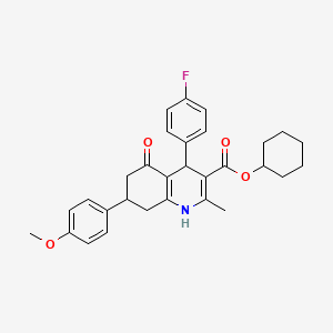 molecular formula C30H32FNO4 B5199752 cyclohexyl 4-(4-fluorophenyl)-7-(4-methoxyphenyl)-2-methyl-5-oxo-1,4,5,6,7,8-hexahydro-3-quinolinecarboxylate 