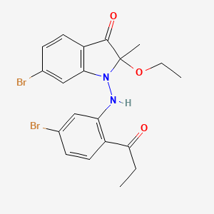 molecular formula C20H20Br2N2O3 B5199796 6-bromo-1-[(5-bromo-2-propionylphenyl)amino]-2-ethoxy-2-methyl-1,2-dihydro-3H-indol-3-one 