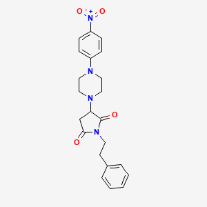 molecular formula C22H24N4O4 B5199800 3-[4-(4-nitrophenyl)-1-piperazinyl]-1-(2-phenylethyl)-2,5-pyrrolidinedione 