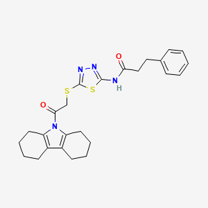 molecular formula C25H28N4O2S2 B5199858 N-(5-{[2-(1,2,3,4,5,6,7,8-octahydro-9H-carbazol-9-yl)-2-oxoethyl]thio}-1,3,4-thiadiazol-2-yl)-3-phenylpropanamide 