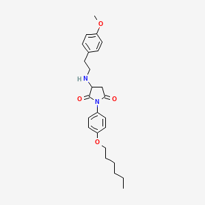 molecular formula C25H32N2O4 B5199864 1-[4-(hexyloxy)phenyl]-3-{[2-(4-methoxyphenyl)ethyl]amino}-2,5-pyrrolidinedione 